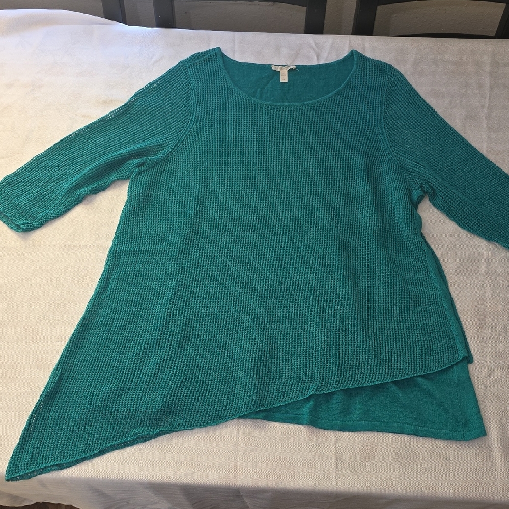 🌸Eileen Fisher‎ Turquoise Knit Top 1X